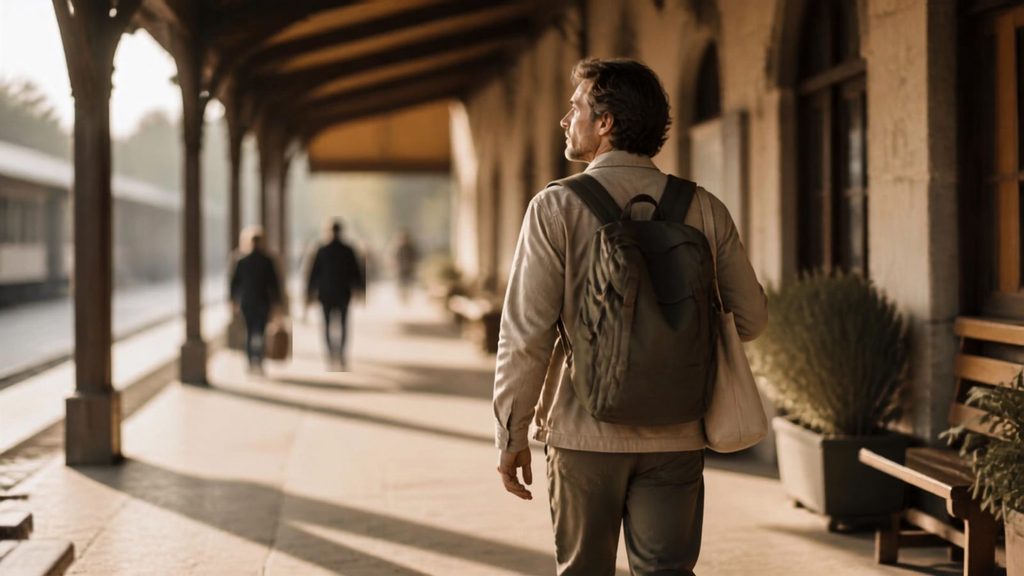 Hombre caminando con mochila por una estación, avanzando expuesto sin certeza de que todo vaya a funcionar